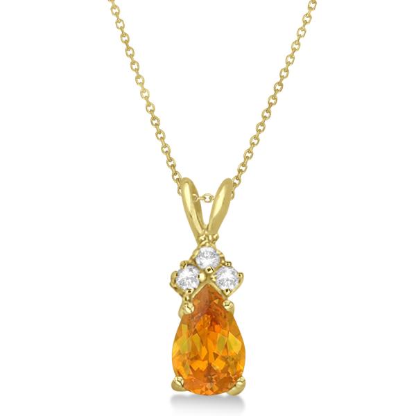 Pear Citrine & Diamond Solitaire Pendant 14k Yellow Gold (0.75ct)
