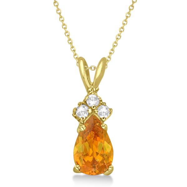 Pear Citrine & Diamond Solitaire Pendant 14k Yellow Gold (0.75ct)