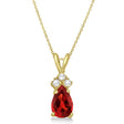 Pear Lab Garnet & Lab Diamond Solitaire Pendant 14k Yellow Gold (0.75ct)