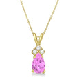 Pear Pink Sapphire & Diamond Solitaire Pendant 14k Yellow Gold (0.75ct)