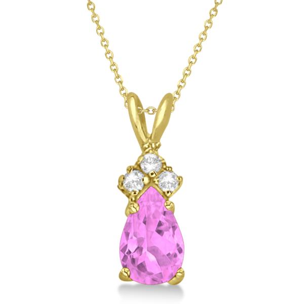Pear Pink Sapphire & Diamond Solitaire Pendant 14k Yellow Gold (0.75ct)
