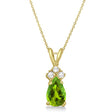 Pear Lab Peridot & Lab Diamond Solitaire Pendant 14k Yellow Gold (0.75ct)