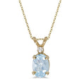 Oval Aquamarine & Diamond Solitaire Pendant 14K Yellow Gold (0.75ct)