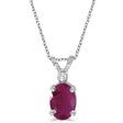 Oval Ruby and Diamond Solitaire Pendant 14K White Gold (1.00ct)