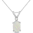 Oval Opal and Diamond Solitaire Pendant 14K White Gold (0.50ct)
