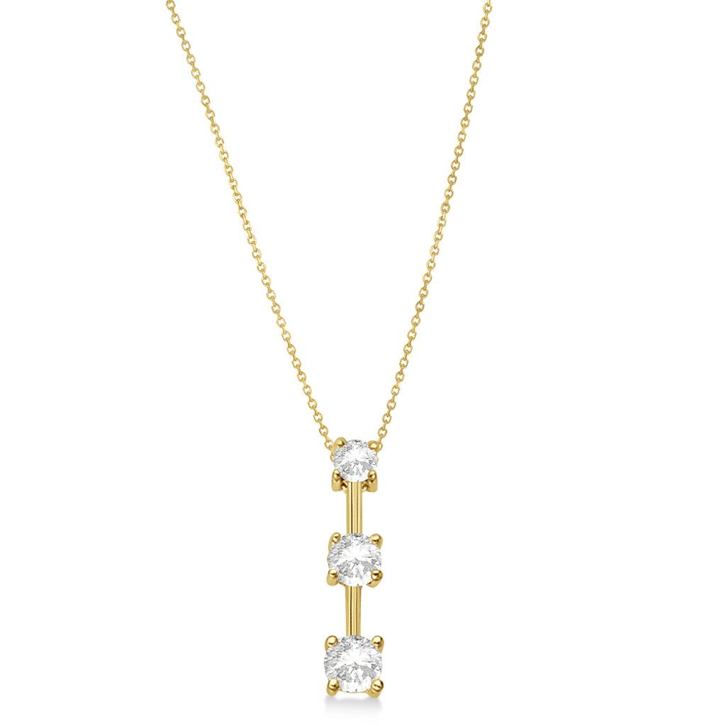 Three-Stone Graduated Lab Diamond Pendant Necklace 14k Yellow Gold (1.00ct)