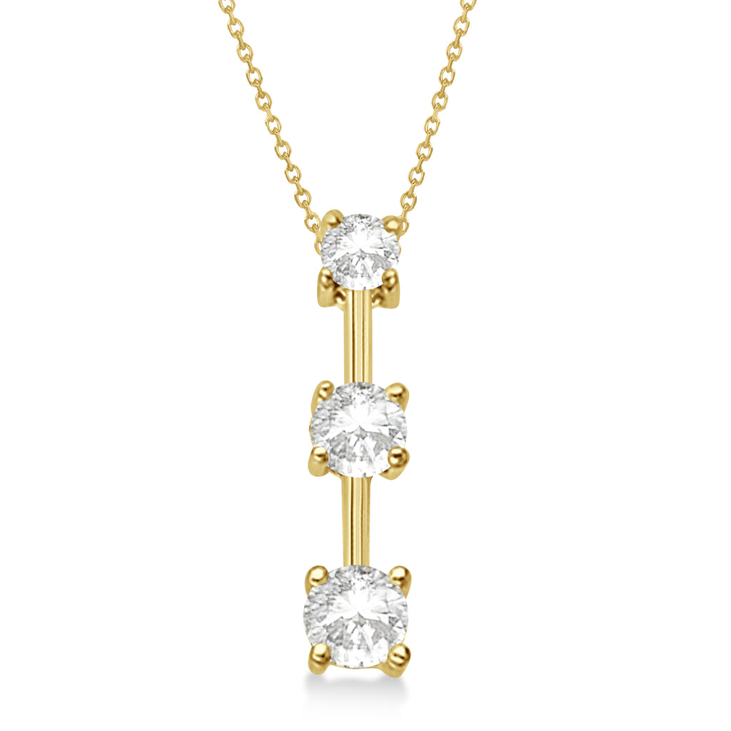 Three-Stone Graduated Lab Diamond Pendant Necklace 14k Yellow Gold (0.50ct)