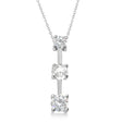 Moissanites & Diamond Three-Stone Necklace 14k White Gold (1.00ct)