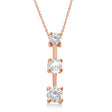 Moissanites & Diamond Three-Stone Necklace 14k Rose Gold (0.25ct)