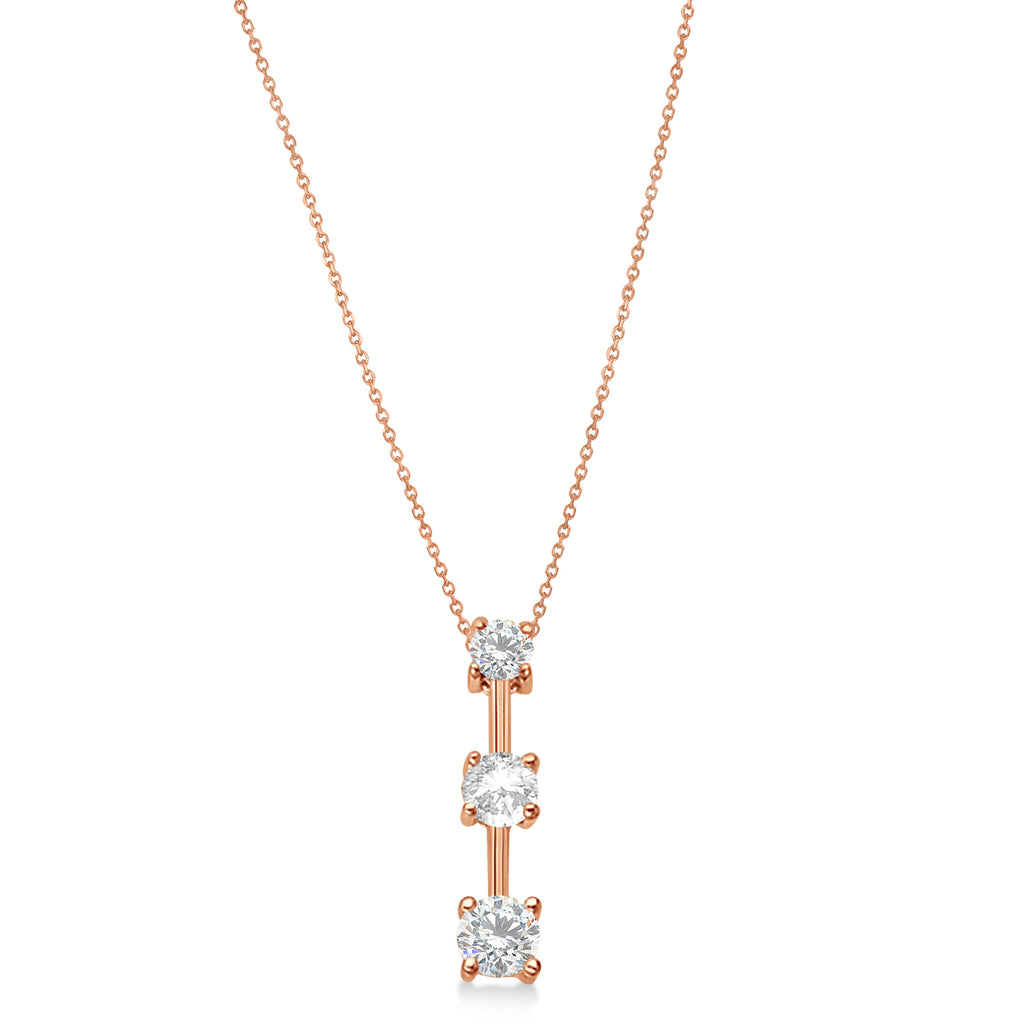 Moissanites & Diamond Three-Stone Necklace 14k Rose Gold (0.25ct)