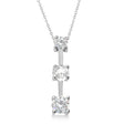 Moissanites & Diamond Three-Stone Necklace 14k White Gold (0.25ct)