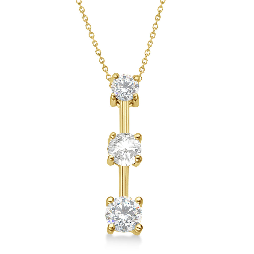 Moissanites & Diamond Three-Stone Necklace 14k Yellow Gold (0.25ct)