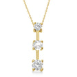 Moissanites & Diamond Three-Stone Necklace 14k Yellow Gold (0.50ct)