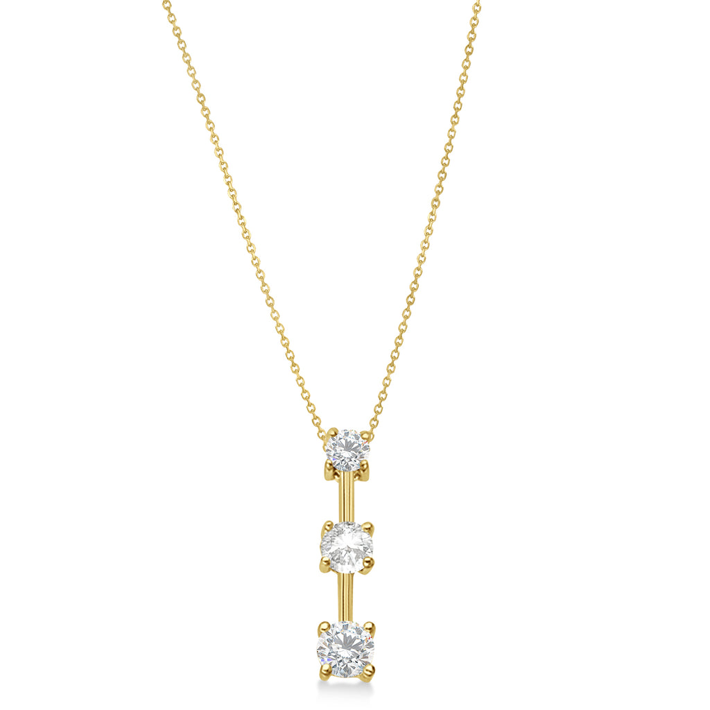 Moissanites & Diamond Three-Stone Necklace 14k Yellow Gold (0.50ct)
