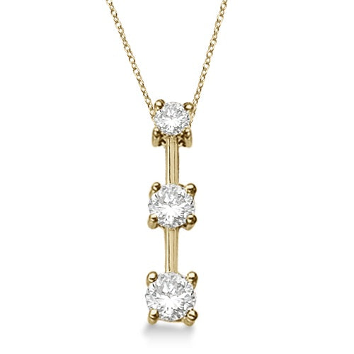 Three-Stone Graduated Diamond Pendant Necklace 14k Yellow Gold (0.25ct)