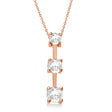 Three-Stone Graduated Diamond Pendant Necklace 14k Rose Gold (0.25ct)