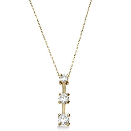 Three-Stone Graduated Diamond Pendant Necklace 14k Yellow Gold (0.25ct)