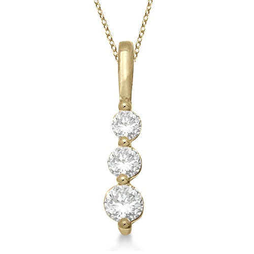 Three-Stone Graduated Diamond Pendant Necklace 14k Yellow Gold (0.25ct)