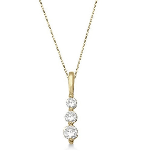 Three-Stone Graduated Diamond Pendant Necklace 14k Yellow Gold (0.25ct)