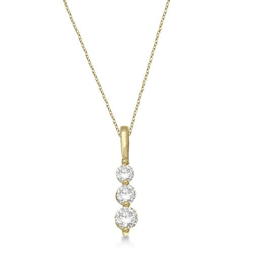 Three-Stone Graduated Diamond Pendant Necklace 14K Yellow Gold (0.50ct)