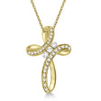 Diamond Swirl Cross Pendant Necklace 14k Yellow Gold (0.61ct)