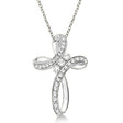 Lab Diamond Swirl Cross Pendant Necklace 14k White Gold (0.25ct)