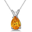 Pear-Cut Citrine Solitaire Pendant Necklace 14K White Gold (1.00ct)