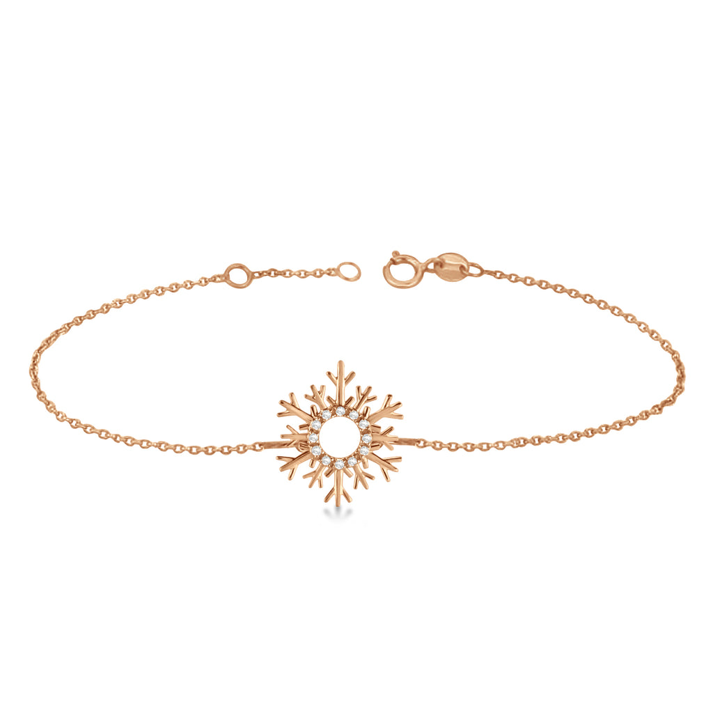 Snowflake Diamond Anklet 14k Rose Gold (0.10ct)