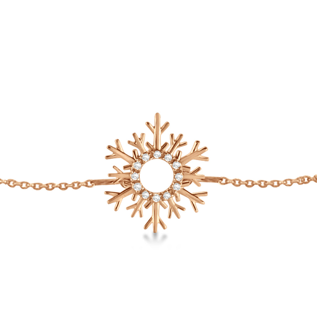 Snowflake Diamond Anklet 14k Rose Gold (0.10ct)