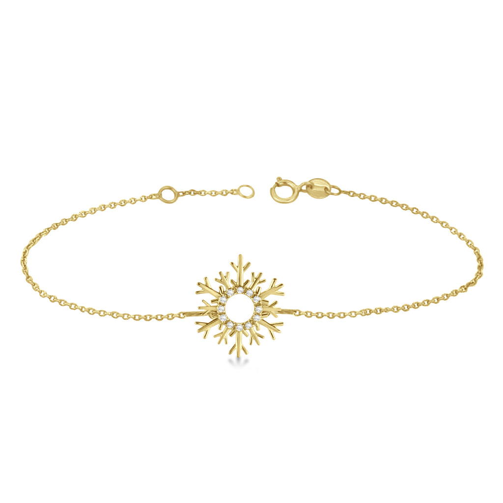 Snowflake Diamond Anklet 14k Yellow Gold (0.10ct)