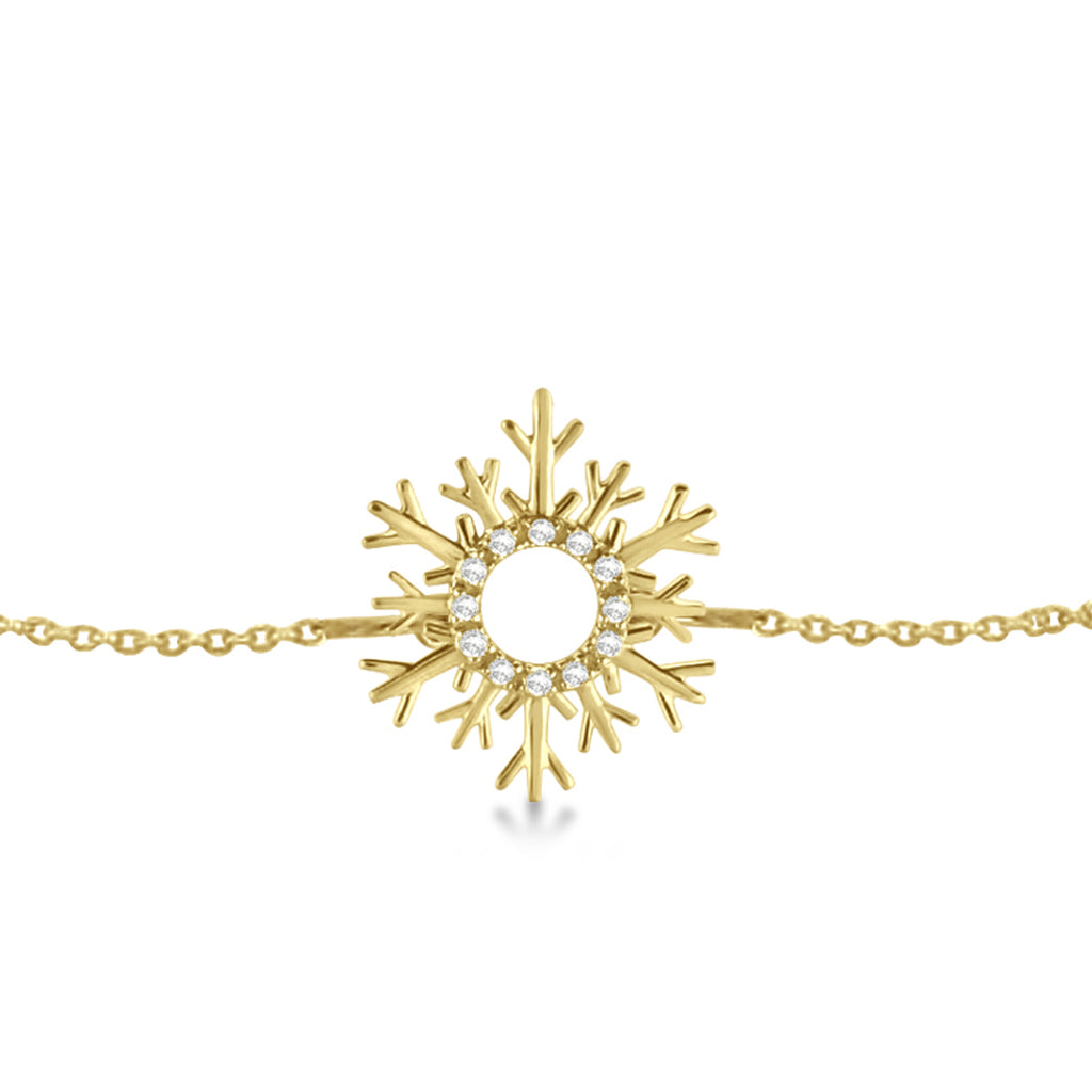 Snowflake Diamond Bracelet 14k Yellow Gold (0.10ct)