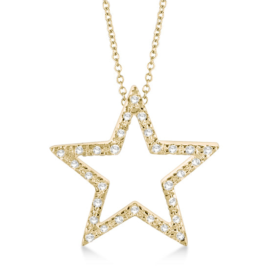 Star Shaped Diamond Pendant Necklace 14k Yellow Gold (0.10ct)