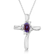 Lab Alex&rite & Diamond Cross Necklace Pendant 14k White Gold (0.50ct)