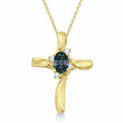 Lab Alexandrite & Diamond Cross Necklace Pendant 14k Yellow Gold (0.50ct)