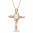 Opal & Diamond Cross Necklace Pendant 14k Rose Gold (0.50ct)