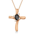 Black Onyx & Diamond Cross Necklace Pendant 14k Rose Gold (0.50ct)