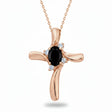 Black Onyx & Diamond Cross Necklace Pendant 14k Rose Gold (0.50ct)