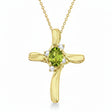 Peridot & Diamond Cross Necklace Pendant 14k Yellow Gold (0.50ct)