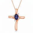 Tanzanite & Diamond Cross Necklace Pendant 14k Rose Gold (0.50ct)