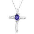 Lab Tanzanite & Lab Diamond Cross Necklace Pendant 14k White Gold (0.50ct)