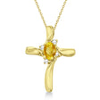 Lab Yellow Sapphire & Lab Diamond Cross Necklace Pendant 14k Yellow Gold (0.50ct)