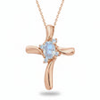 Moonstone & Diamond Cross Pendant Necklace 14K Rose Gold (0.50ct)