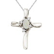 Opal & Diamond Cross Necklace Pendant 14k White Gold (0.50ct)