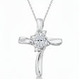 Lab Diamond Cross Necklace Pendant 14k White Gold (0.75ct)