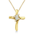 Opal & Diamond Cross Necklace Pendant 14k Yellow Gold (0.50ct)