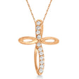 Swirl Diamond Cross Pendant Necklace in 14k Rose Gold (0.10ct)