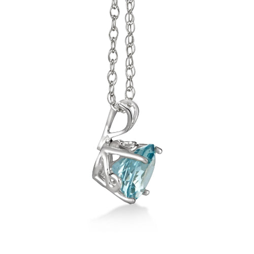Antique Art Deco Aquamarine Pendant Necklace 14k White Gold (1.25ct)