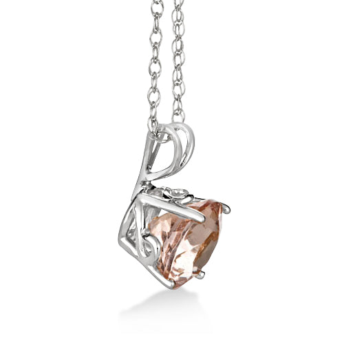 Antique Art Deco Morganite Pendant Necklace 14k White Gold (1.25ct)