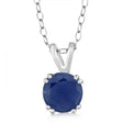 Round Blue Sapphire Solitaire Pendant Necklace Sterling Silver (1.60ct)