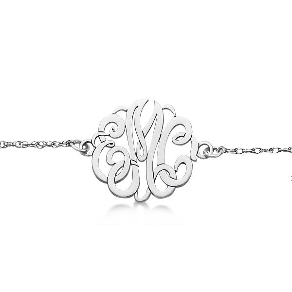 Personalized Initial Monogram Chain Bracelet in 14k White Gold